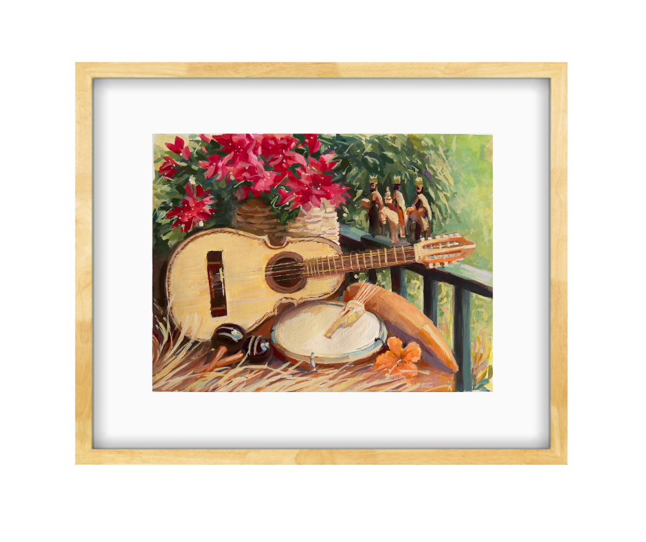 CHRISTMAS PUERTO RICO MUSICAL INSTRUMENTS  | Giclee Reproduction Print of an Original Gouache Painting