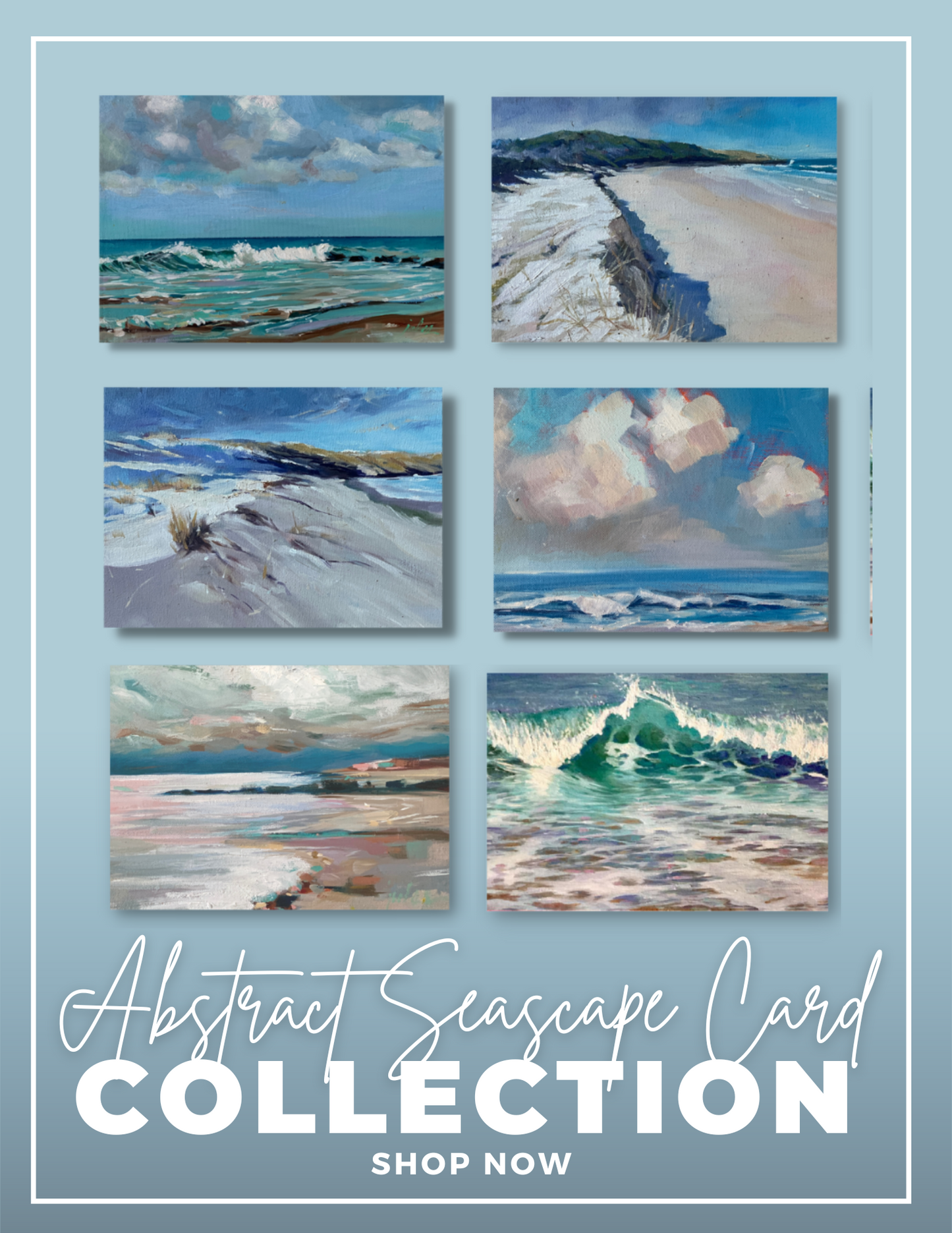 BOXED SET OF (6) SEASCAPE ABSTRACT COLLECTION Blank Art Cards