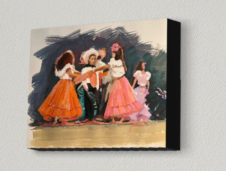 CHILDREN DANCING - Puerto Rico Christmas  |  Giclee Reproduction Print of an Original Gouache Painting