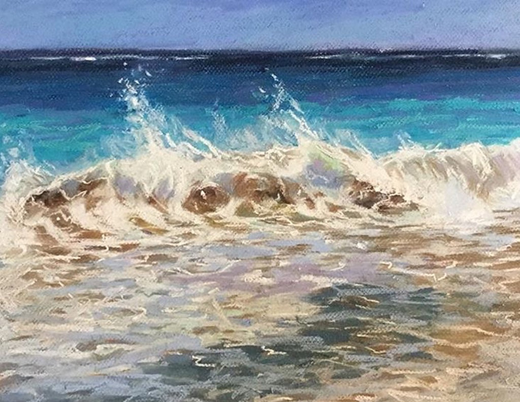 MORNING WAVE on a BLUSTERY DAY- Original Pastel Painting