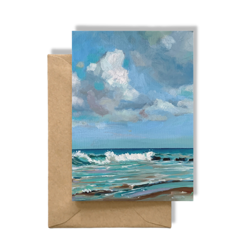 LA PUNTA WEST - CONDADO BEACH Vertical  - Art Card Print of Original Seascape Oil Painting