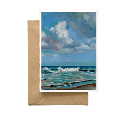 LA PUNTA WEST - CONDADO BEACH Vertical  - Art Card Print of Original Seascape Oil Painting