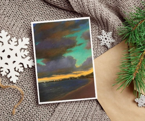 THE DARKEST HOUR IS JUST BEFORE THE DAWN - Art Card Print of Original Seascape Pastel Painting