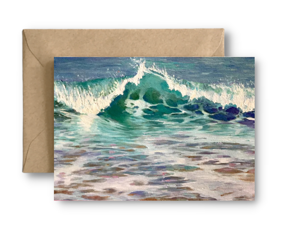 OCEAN PARK DANCING WAVES  -  Art Card Print of Original Seascape Oil Painting