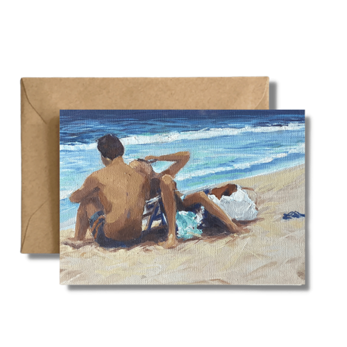 TOGETHER AT THE SHORE - Art Card Print of Original Seascape Pastel Painting