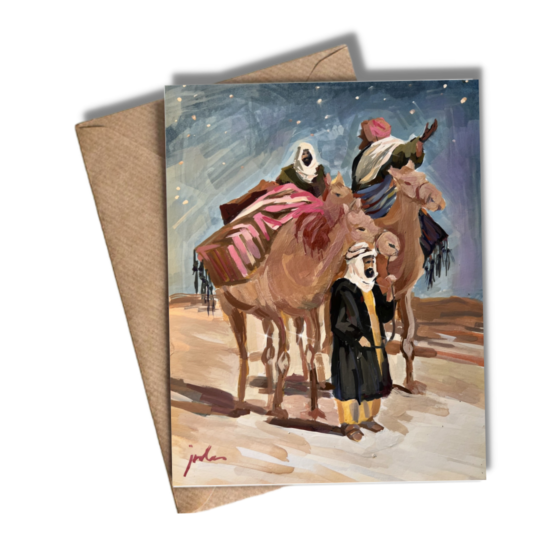 VISIT FROM THE MAGI - Christmas Art Card Print of Original Painting