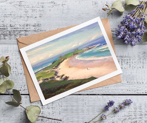 MORNING WALK on the BEACH AUSTRALIA - Art Card Print of Original Seascape Oil Painting