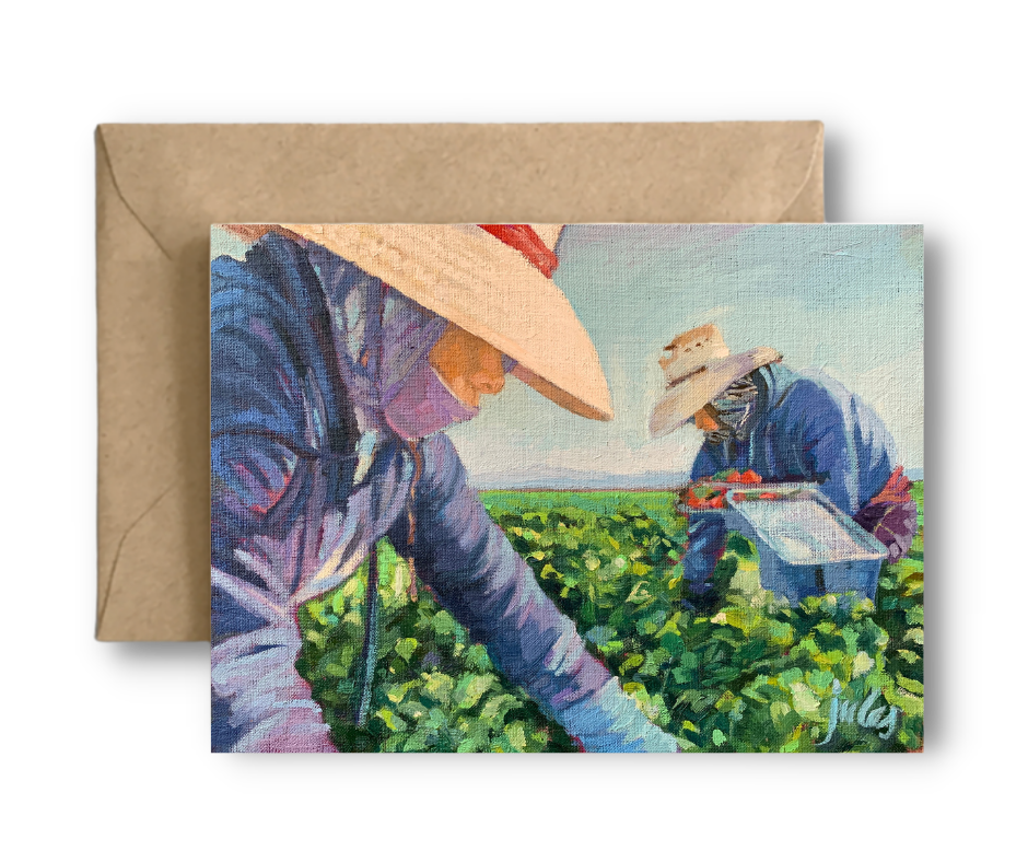 FARM WORKERS DESERVE RESPECT - Art Card Print of Original Landscape Oil Painting