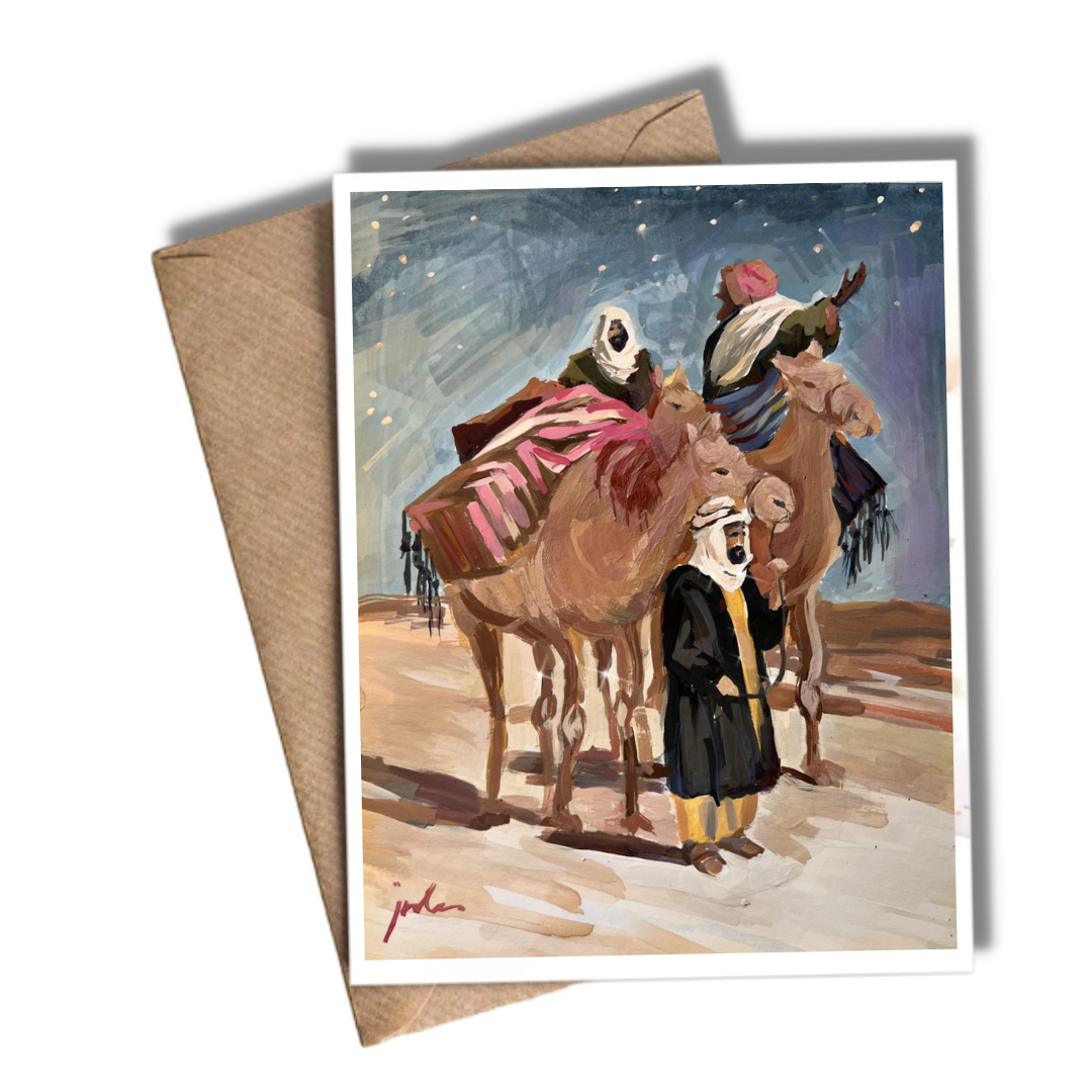 VISIT FROM THE MAGI - Christmas Art Card Print of Original Painting