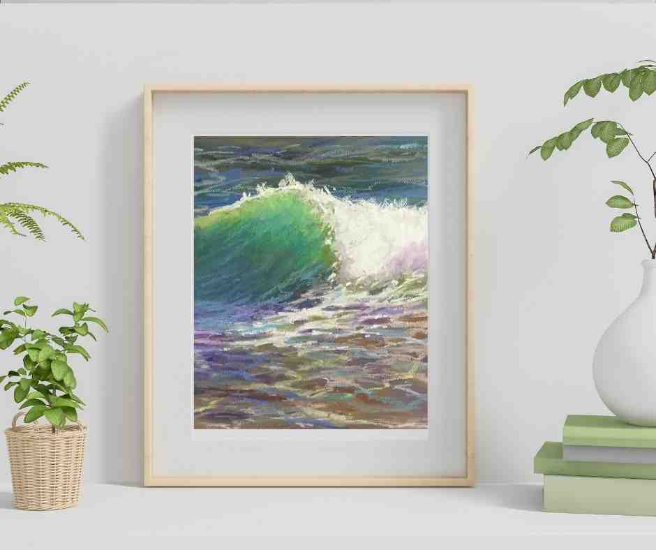 EMERALD AQUA WAVE - Giclee Reproduction Print of Original Pastel Painting