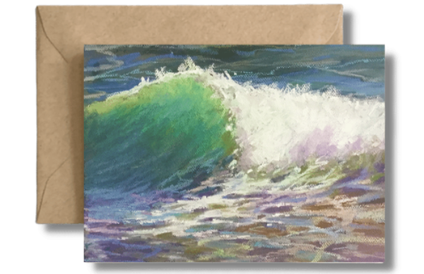 EMERALD  AQUA WAVE HORIZONTAL - Art Card Print of Original Seascape OIL l Painting