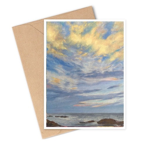 OCEAN PARK POINT AFTER SUNSET - Art Card Print of Original Seascape Pastel Painting