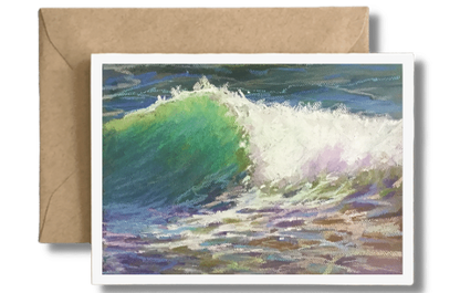 EMERALD  AQUA WAVE HORIZONTAL - Art Card Print of Original Seascape OIL l Painting