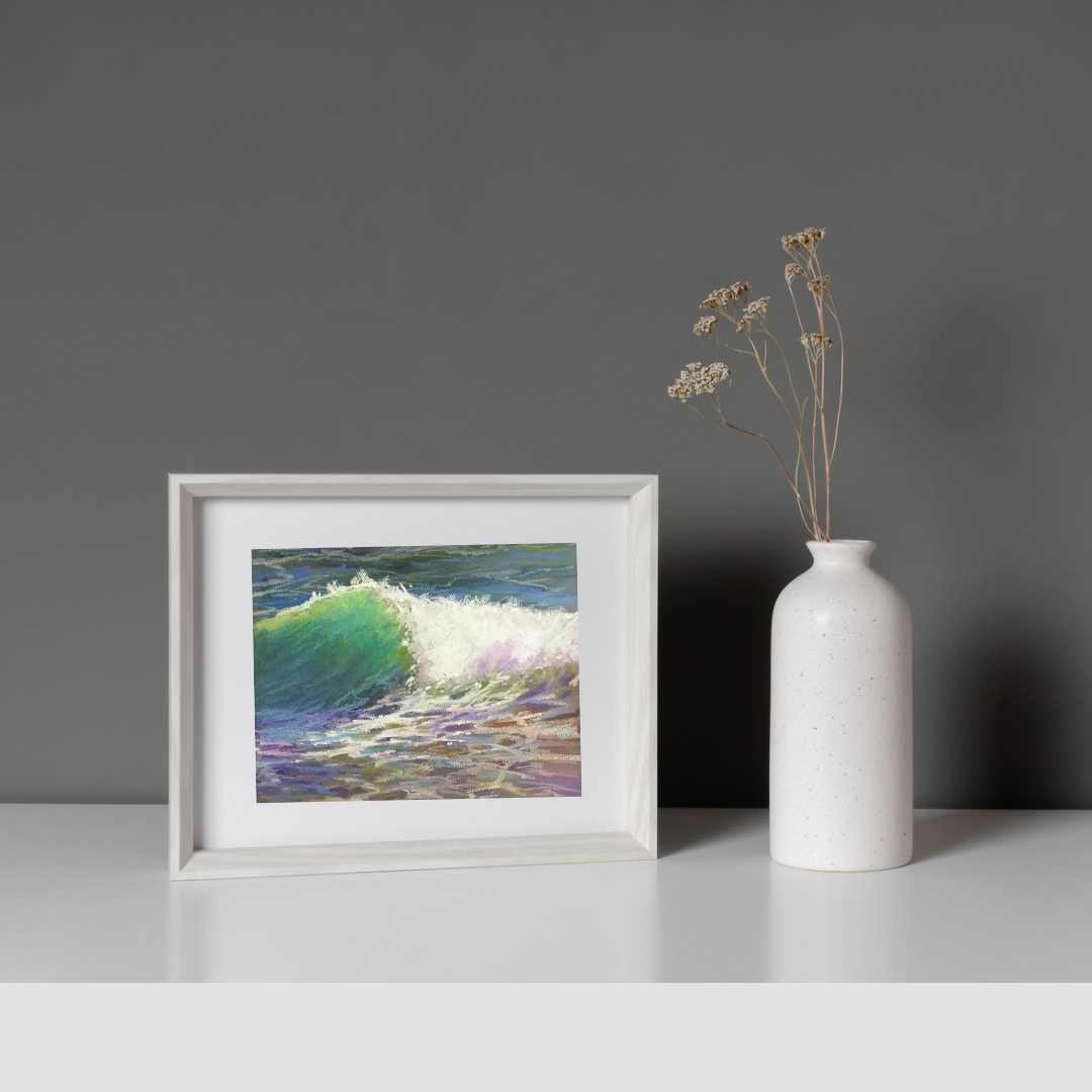 EMERALD AQUA WAVE - Giclee Reproduction Print of Original Pastel Painting