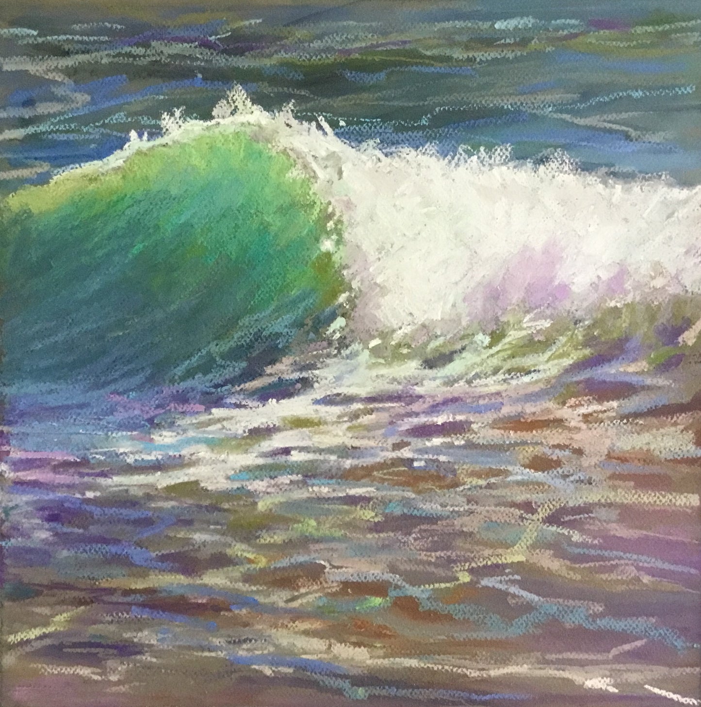 EMERALD AQUA WAVE - Giclee Reproduction Print of Original Pastel Painting