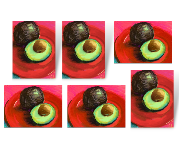 AVOCADO ON RED PLATE Art Card Prints of Original Paintings