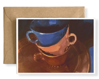 BROWN, ROSE, BLUE CUPS Art Card