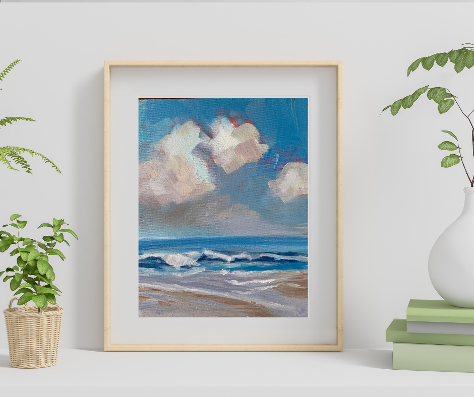 CLOUDS AT SANDY BEACH -  Giclee Reproduction Print of Original Oil Painting