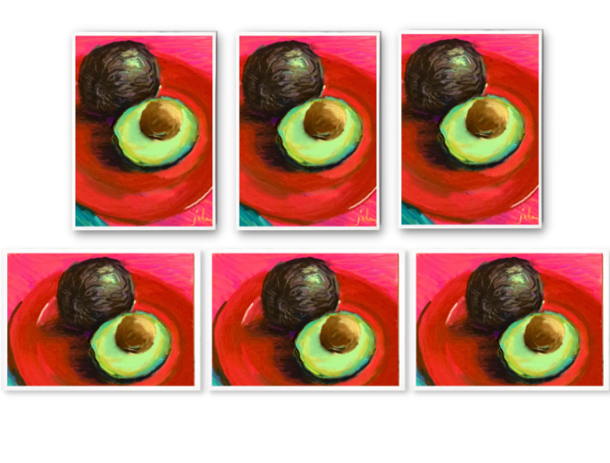 AVOCADO ON RED PLATE Art Card Prints of Original Paintings